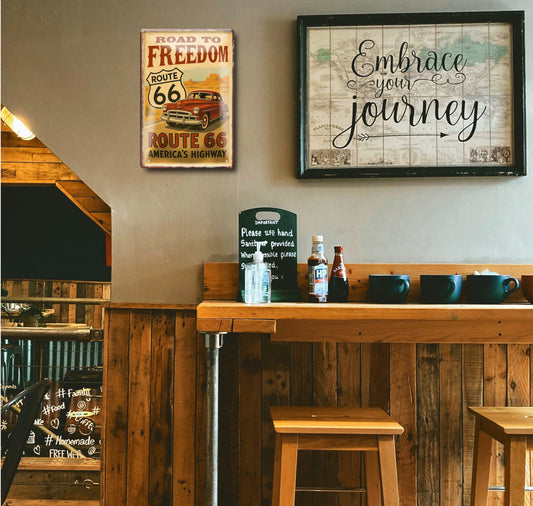 Blechschild ''Road to freedom Route 66''20x30cm