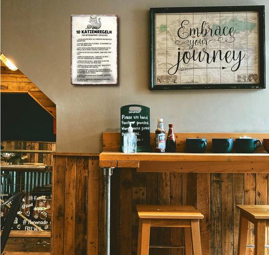 Blechschild ''10 Katzenregeln für Mitbewohner'' 20x30cm