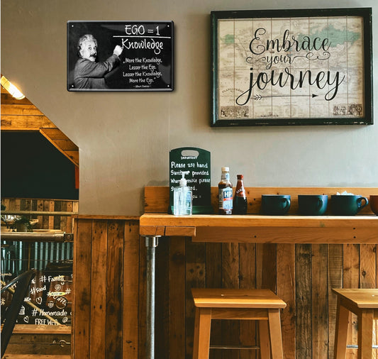 Blechschild ''Ego=1 Knowledge (Einstein)'' 20x30cm