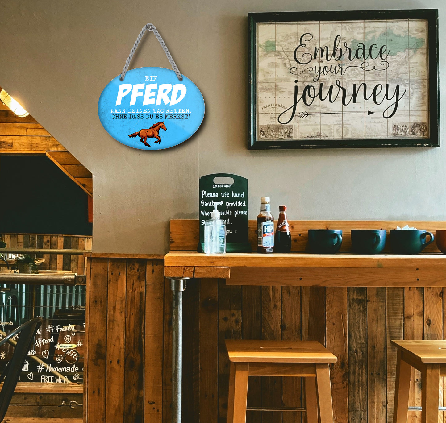 Blechschild ''Ein Pferd kann deinen Tag retten'' 18x14cm