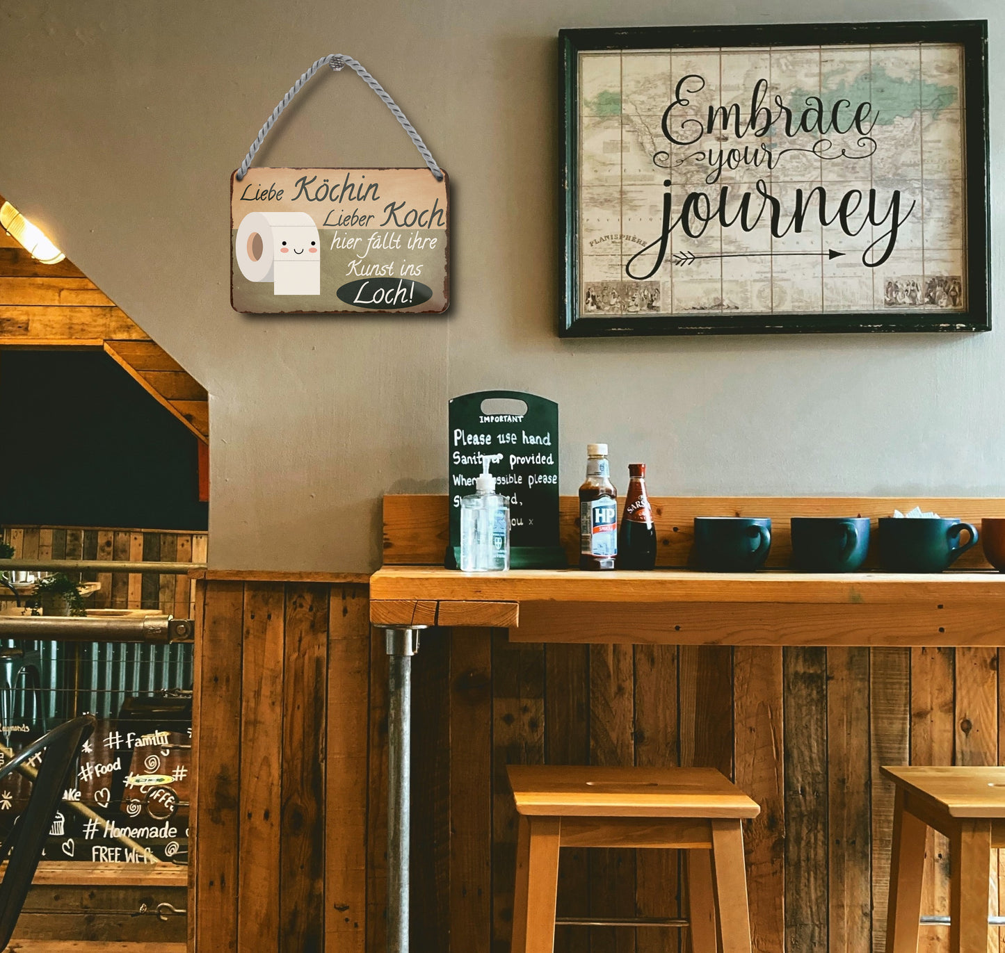 Blechschild ''Liebe Köchin Koch hier fällt ihre Kunst in Loch'' 18x12cm