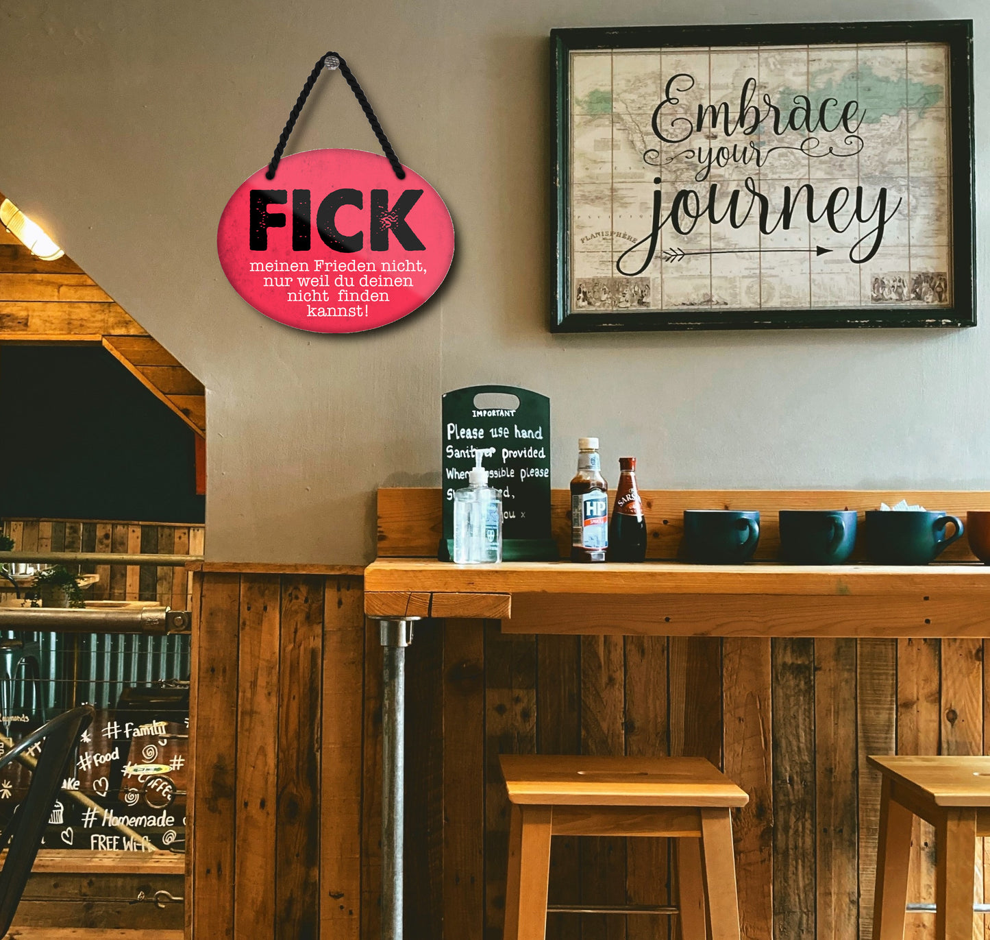 Blechschild ''Fick meinen Frieden nicht (rosa)'' 18x14cm