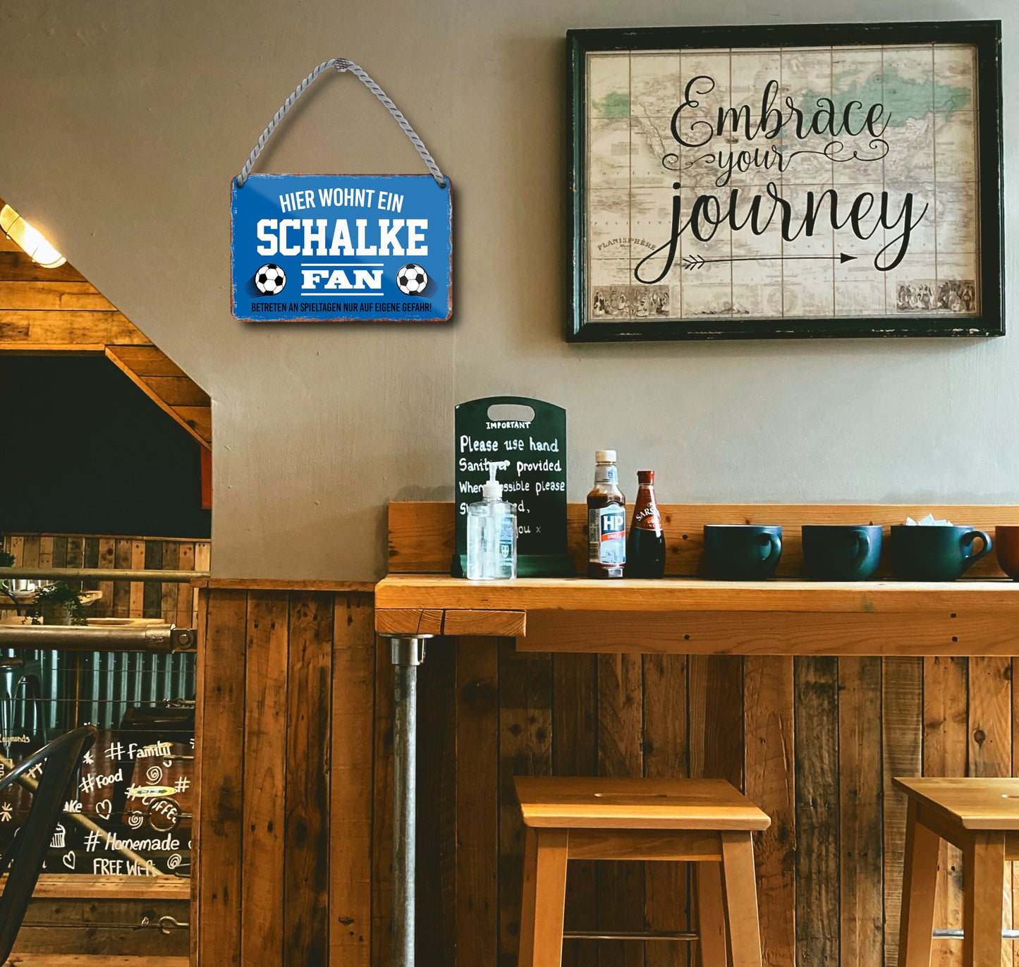 Blechschild ''Schalke Fan Blau'' 18x12cm