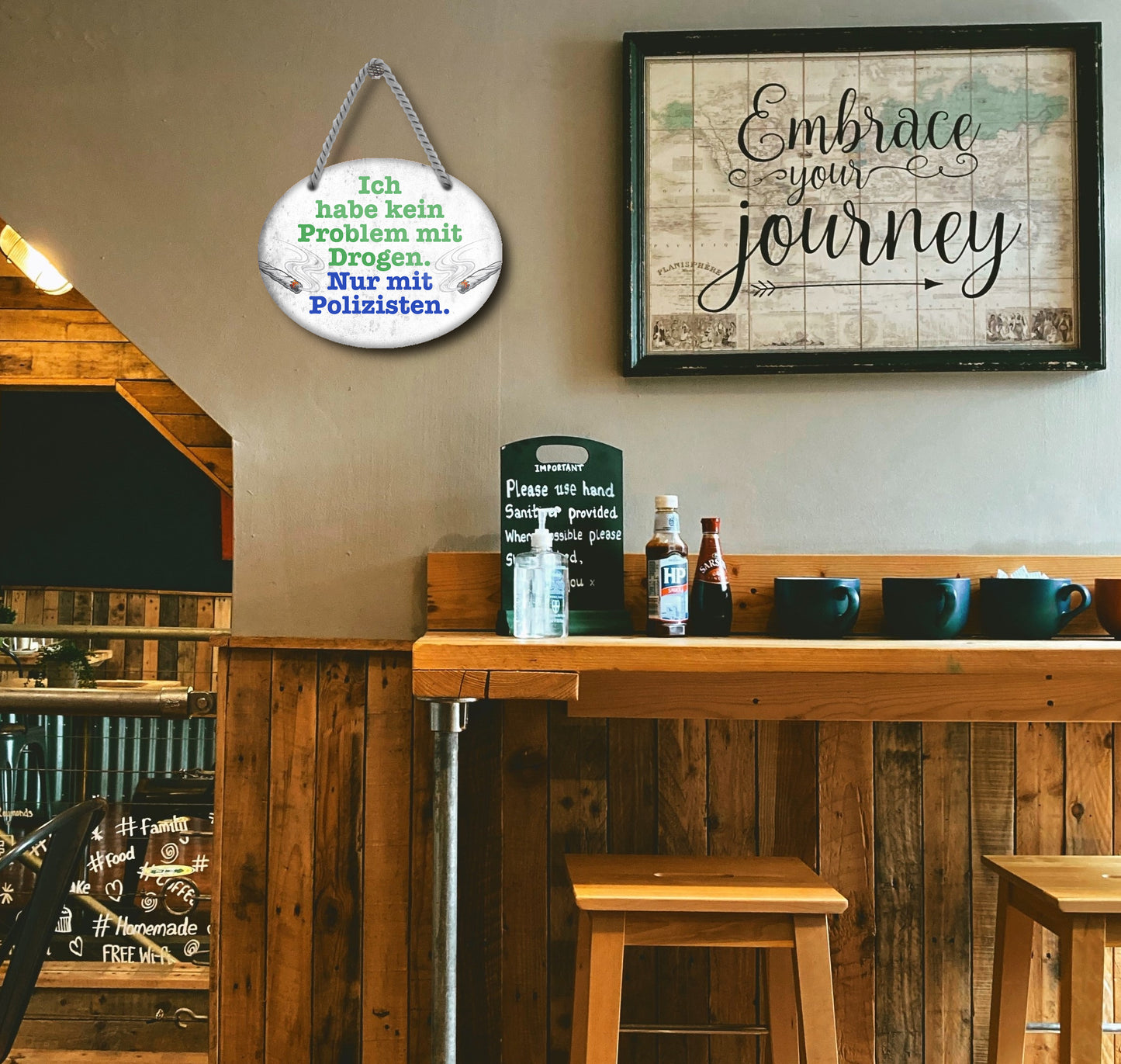 Blechschild ''Ich habe kein Problem mit Drogen Polizisten'' 18x14cm