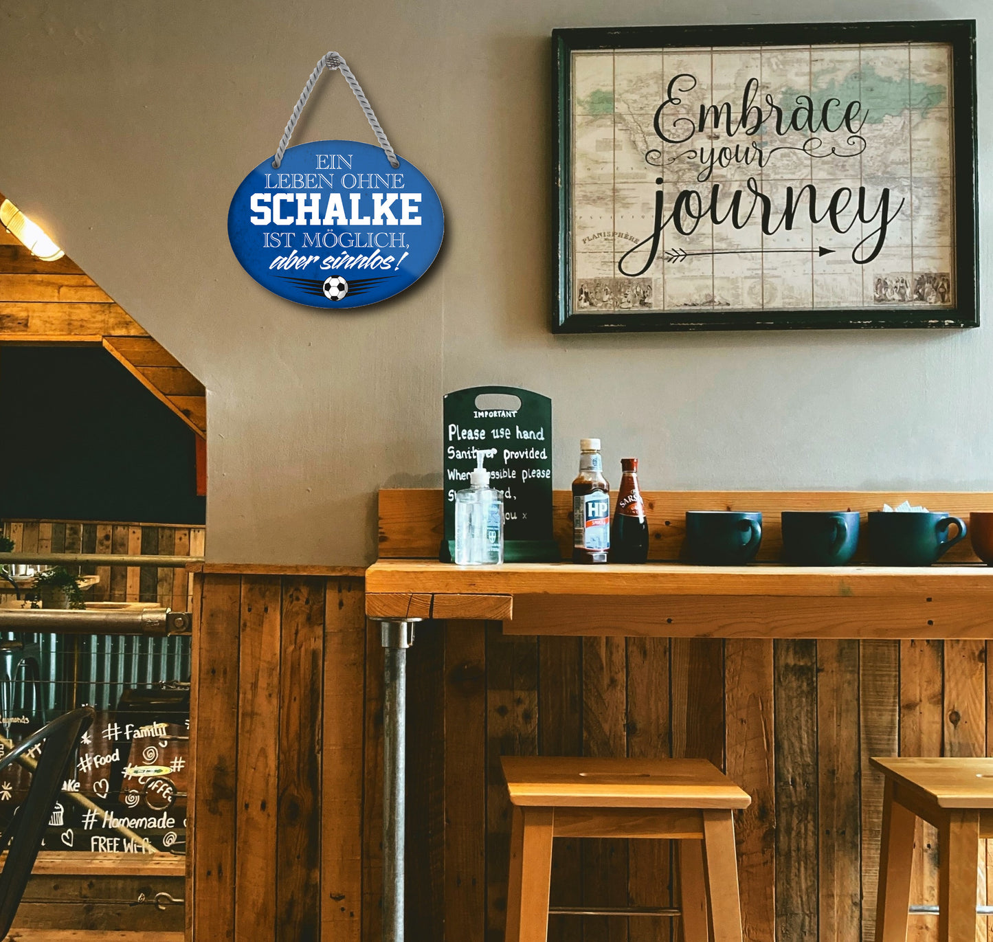 Blechschild ''Ein Leben ohne Schalke ist sinnlos (blau)'' 18x14cm