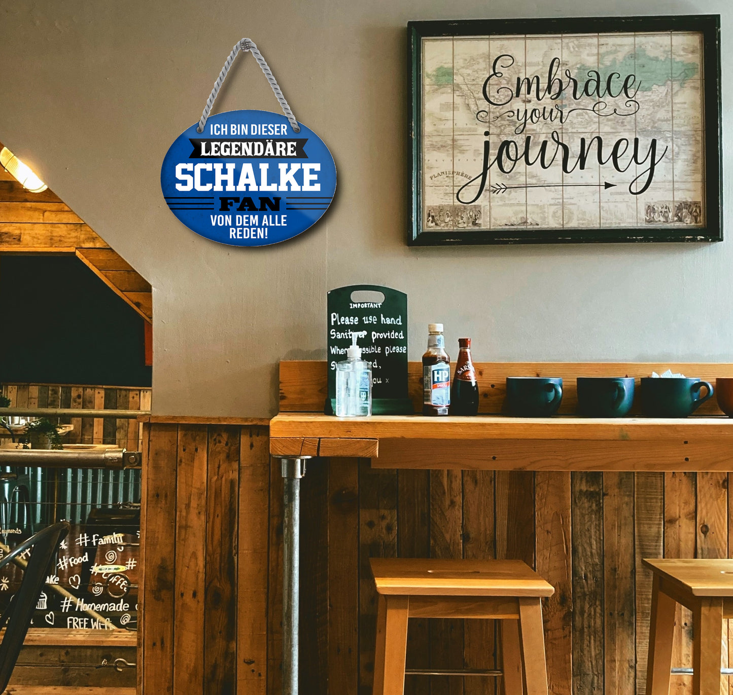 Blechschild ''Ich bin dieser legendäre Schalke Fan (blau)'' 18x14cm