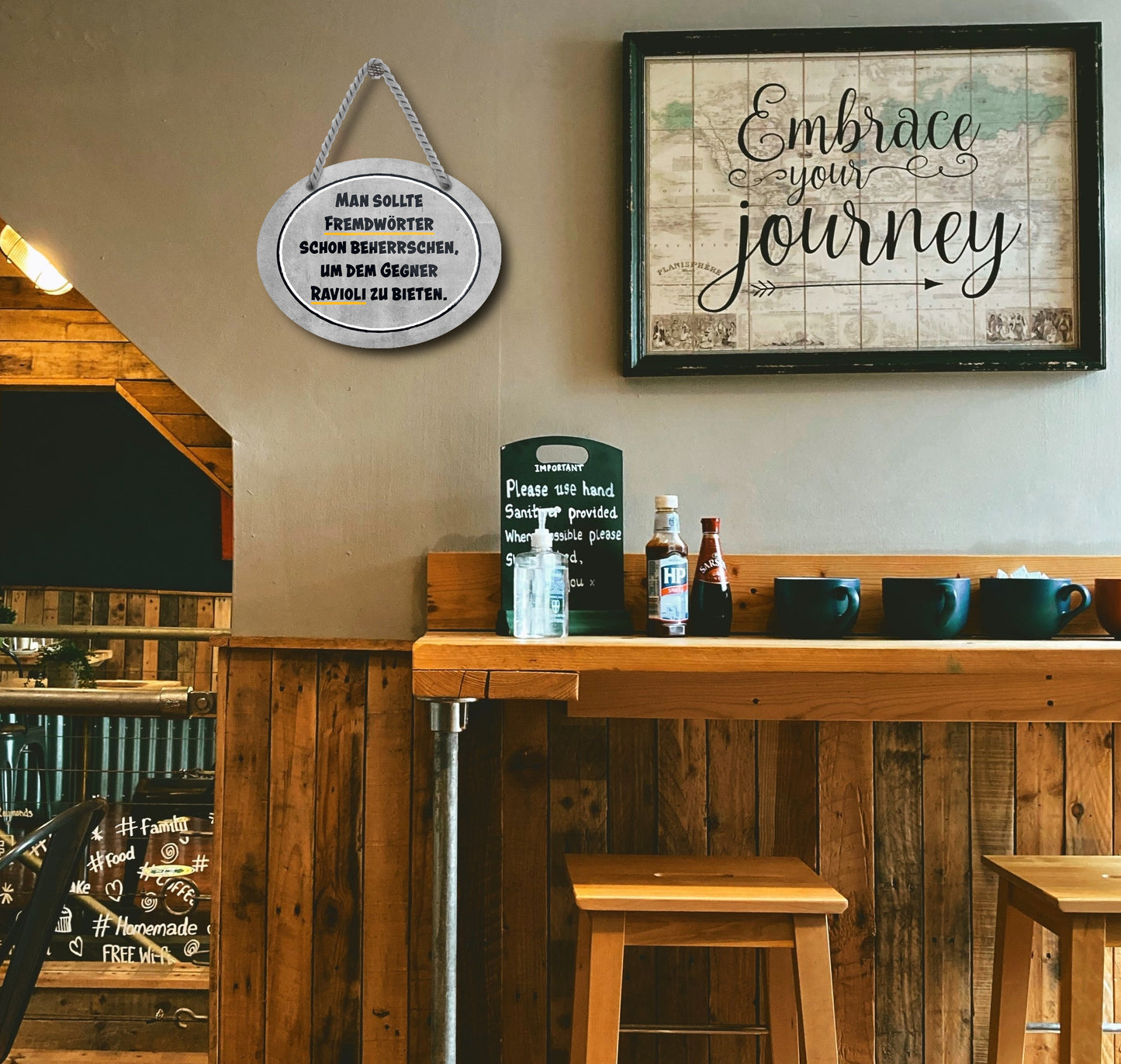 Blechschild ''Man sollte Fremdwörter schon beherrschen Ravioli'' 18x14cm