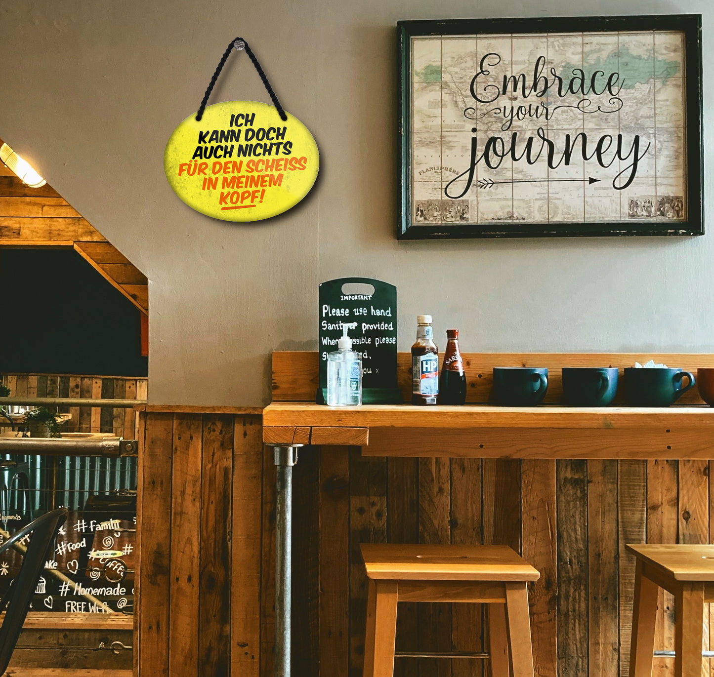 Blechschild ''Ich kann doch nichts für den Scheiss im Kopf'' 18x14cm