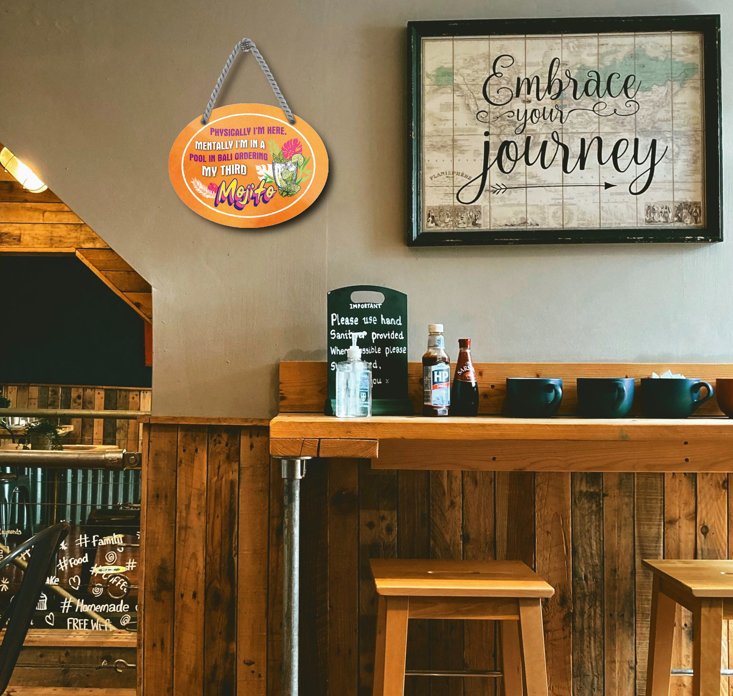 Blechschild ''Physically i'm here, mentally i ordering my third Mojito'' 18x14cm