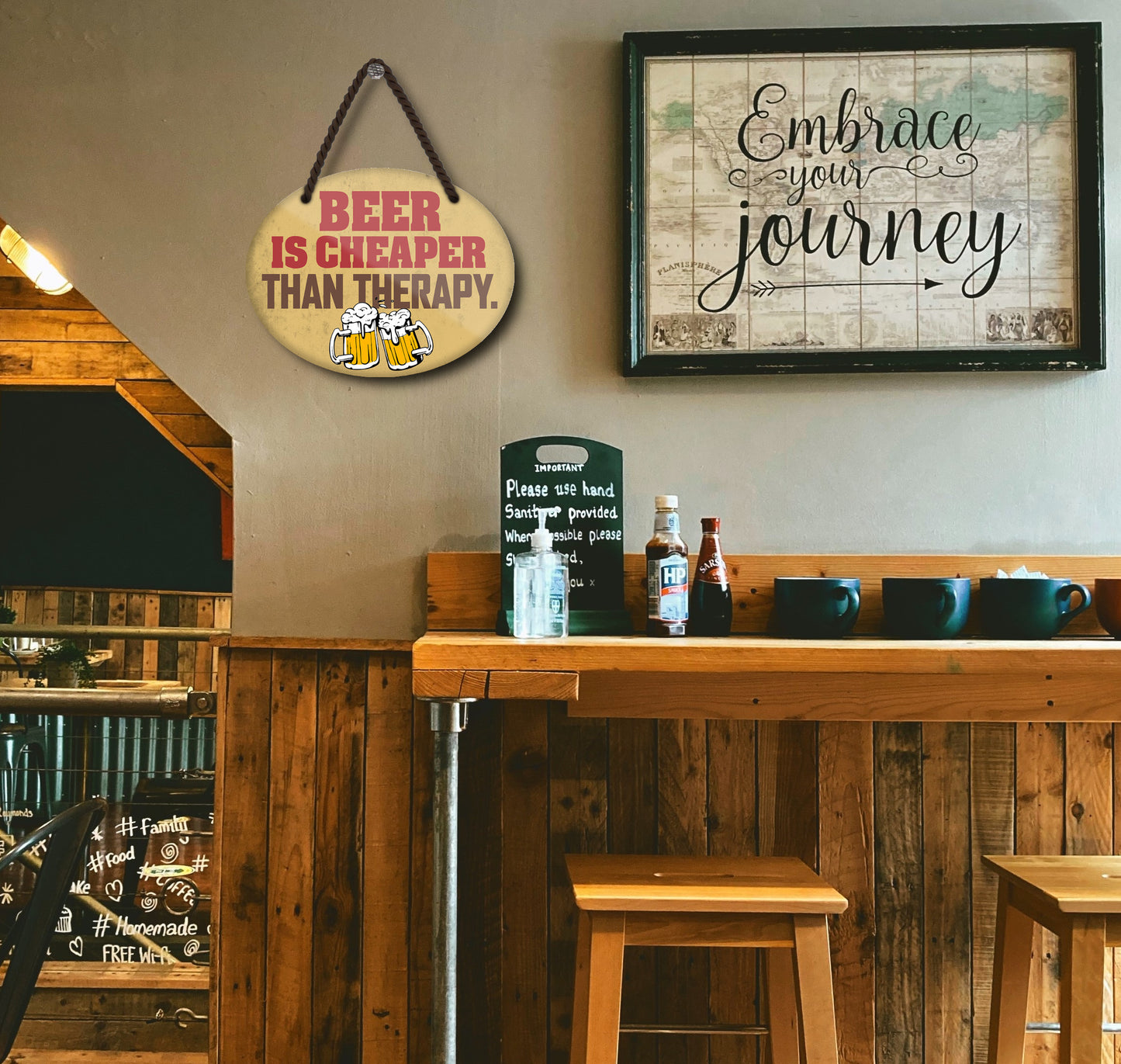 Blechschild ''Beer is cheaper than therapy'' 18x14cm