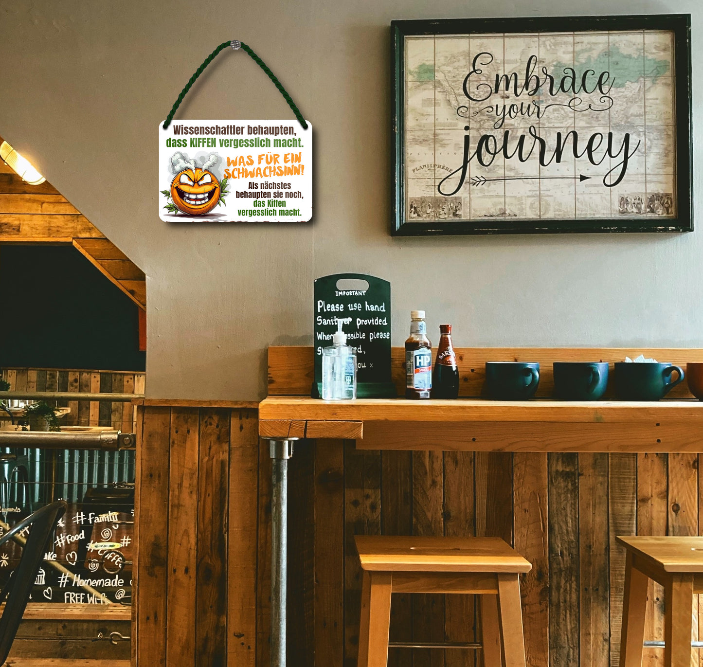 Blechschild ''Wissenschaftler behaupten, dass Kiffen vergesslich macht'' 18x12cm