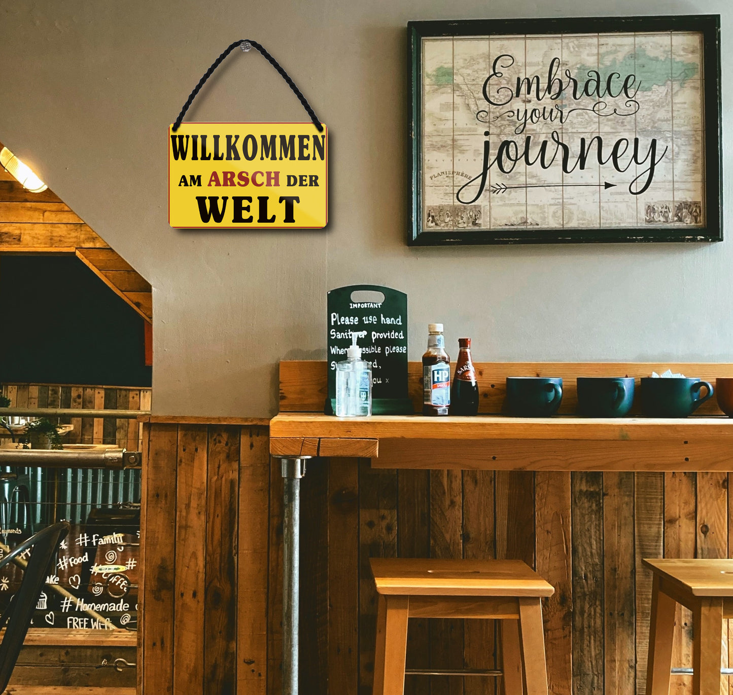 Blechschild ''Willkommen am Arsch der Welt'' 18x12cm