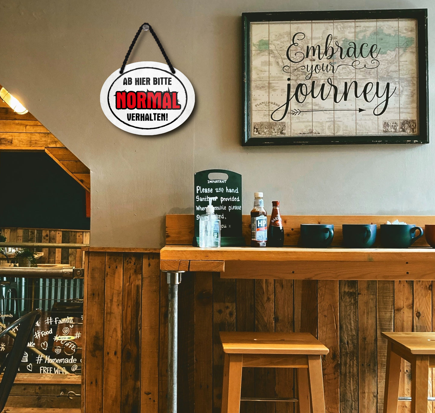 Blechschild ''Ab hier bitte Normal verhalten'' 18x14cm