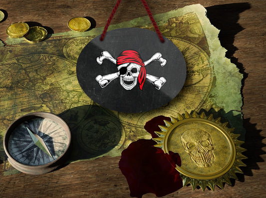 Blechschild ''Piraten Totenkopf'' 18x14cm