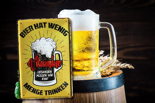 Blechschild ''Bier hat wenig Vitamine'' 20x30cm