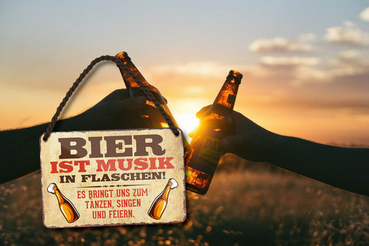 Blechschild ''Bier ist Musik in Flaschen'' 18x12cm