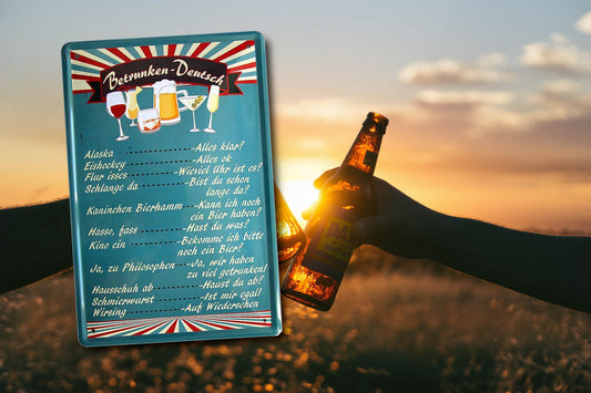 Blechschild ''Betrunken Deutsch'' 20x30cm