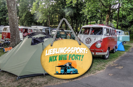 Blechschild ''Lieblingsort Nix wie fort (Campen)'' 18x14cm