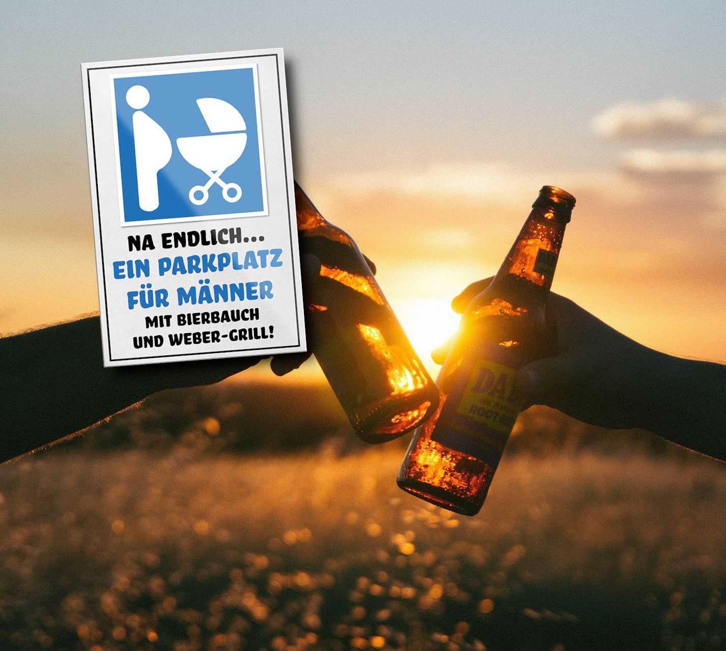 Magnet ''Na endlich.. Parkplatz für Männer Bierbauch'' 9x6x0,3cm