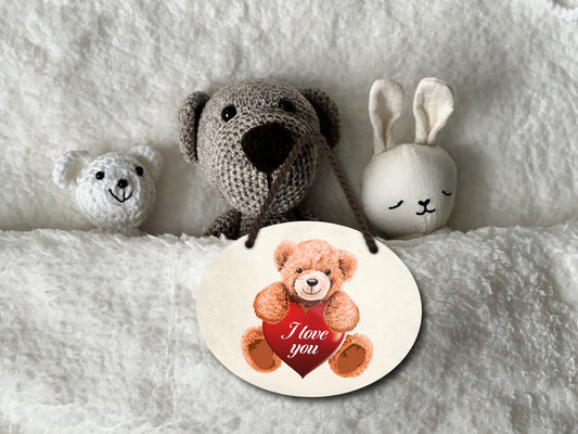 Blechschild ''I Love You (teddy)'' 18x14cm
