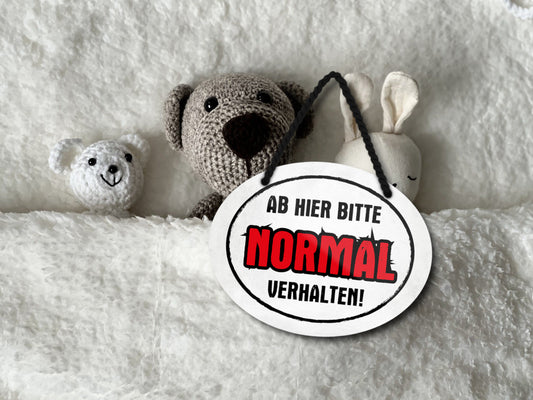 Blechschild ''Ab hier bitte Normal verhalten'' 18x14cm