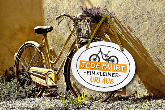 Blechschild ''Jede Fahrt ein kleiner Urlaub'' 18x14cm