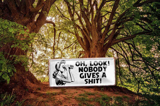 Blechschild ''Oh look, nobody gives a shit!'' 28x12cm