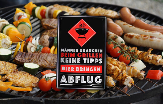 Blechschild ''Männer brauchen beim Grillen keine Tipps'' 20x30cm