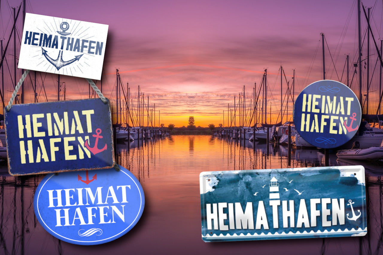 Blechschild ''Heimathafen'' 18x14cm