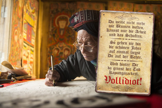 Blechschild ''Du weißt nicht mehr wie Blumen duften.. Vollidiot'' 20x30cm