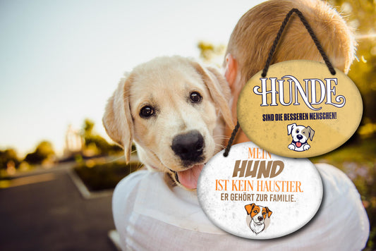 Blechschild ''Mein Hund ist kein Haustier Familie'' 18x14cm