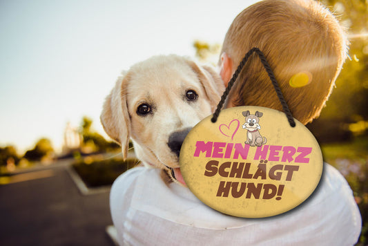 Blechschild ''Mein Herz schlägt Hund'' 18x14cm