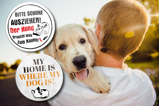 Magnet ''Bitte Schuhe ausziehen Der Hund kauen'' 8x8x0,3cm