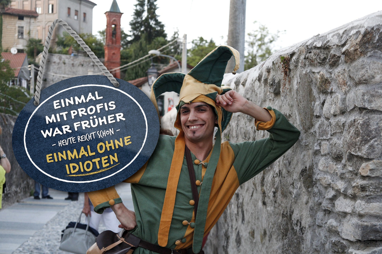 Blechschild ''Einmal mit Profis war früher, heute reicht ohne Idioten'' 18x14cm