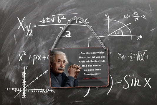 Blechschild ''Der Horizont vieler Menschen ist wie eine 0 (Einstein)'' 18x12cm