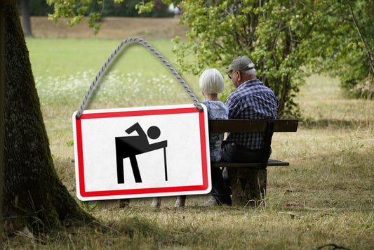 Blechschild ''Abbild Rentner Gehstock'' 18x12cm