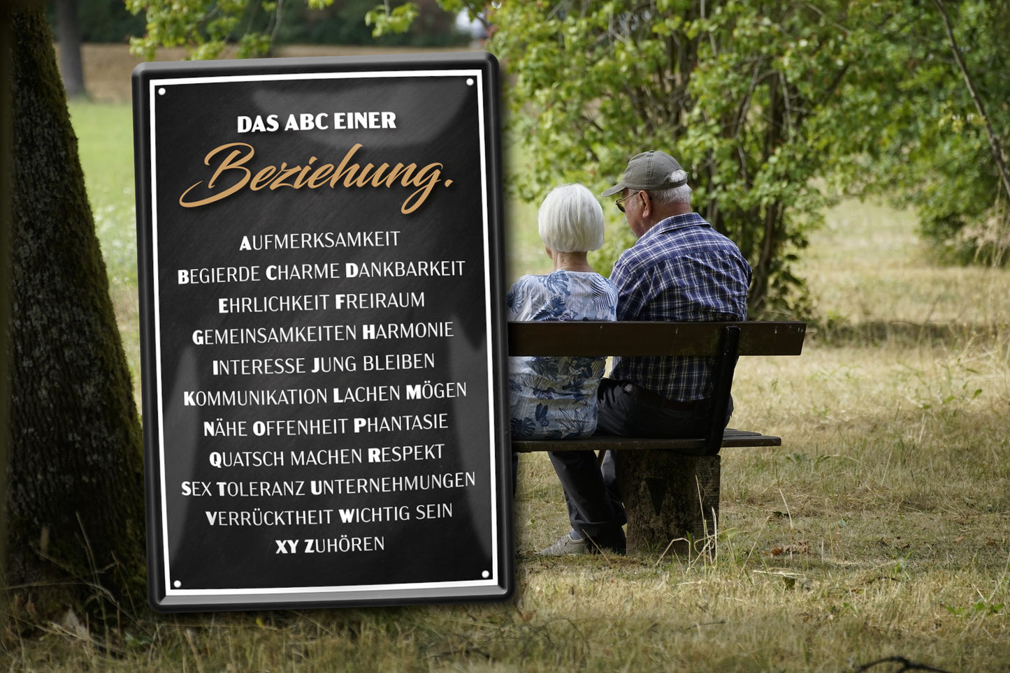 Blechschild ''Das ABC einer Beziehung'' 20x30cm