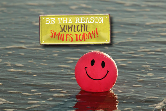 Blechschild ''Be the reason someone smiles today'' 28x12cm