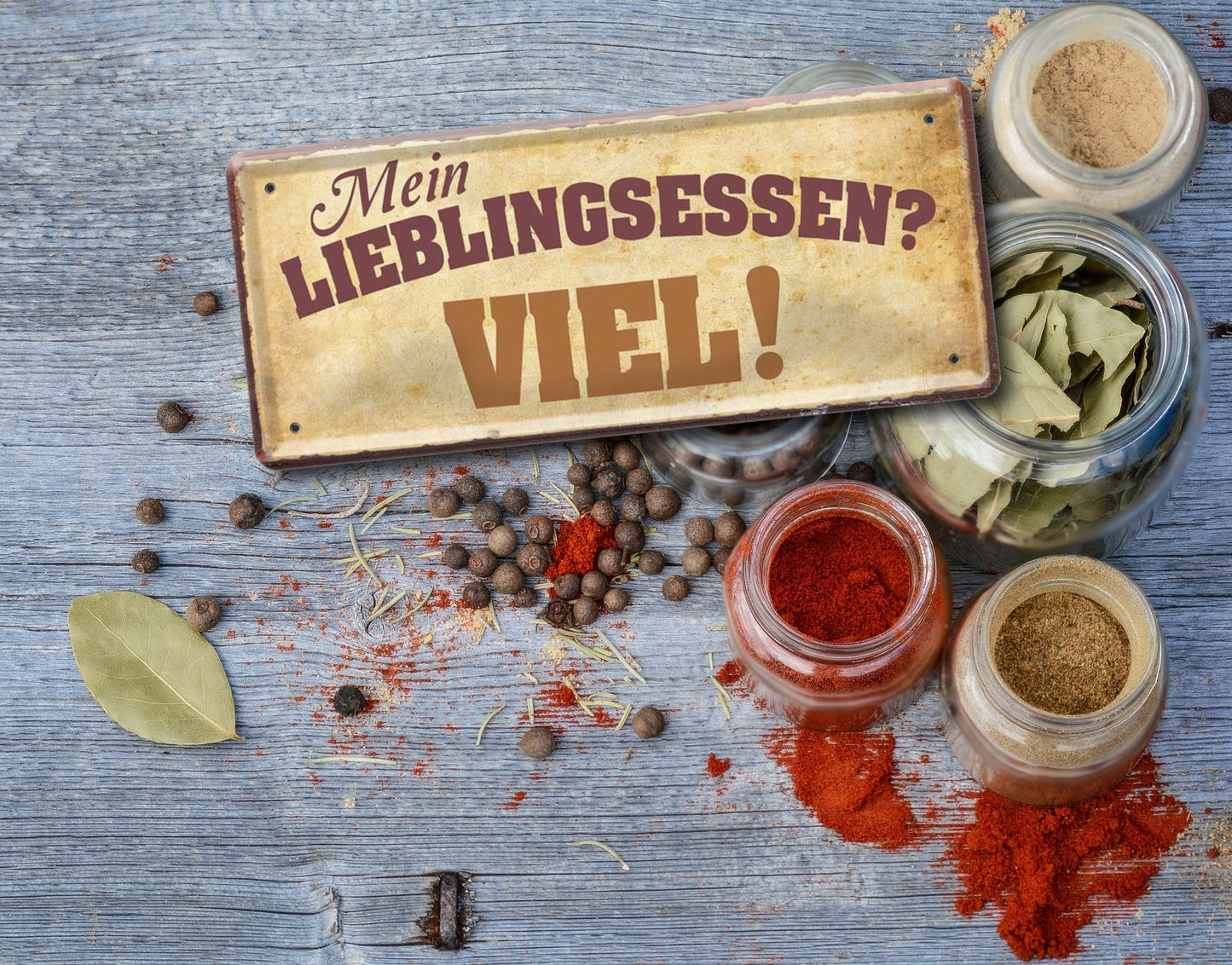 Blechschild ''Mein Lieblingsessen. Viel'' 28x12cm