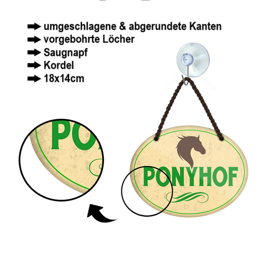 Blechschild ''Ponyhof'' 18x14cm