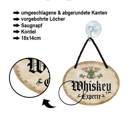 Blechschild ''Whiskey Experte'' 18x14cm