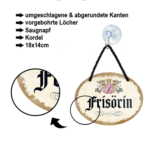 Blechschild ''Frisörin'' 18x14cm