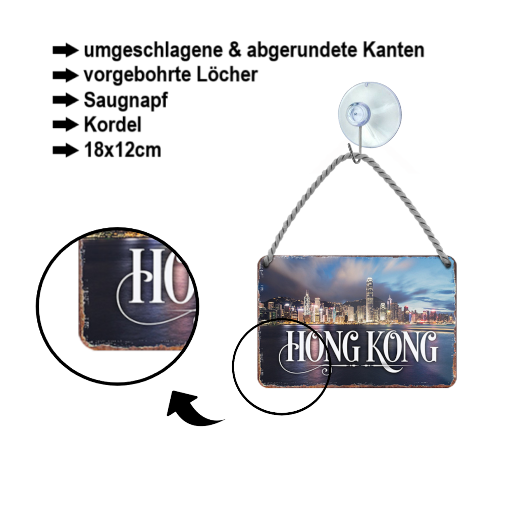 Tin sign "Hong Kong" 18x12cm