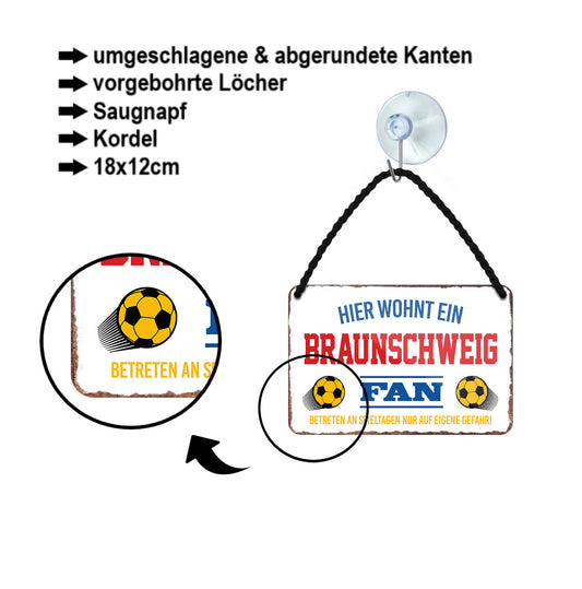 Blechschild ''Braunschweig Fan'' 18x12cm