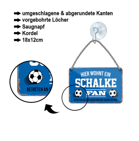 Blechschild ''Schalke Fan Blau'' 18x12cm