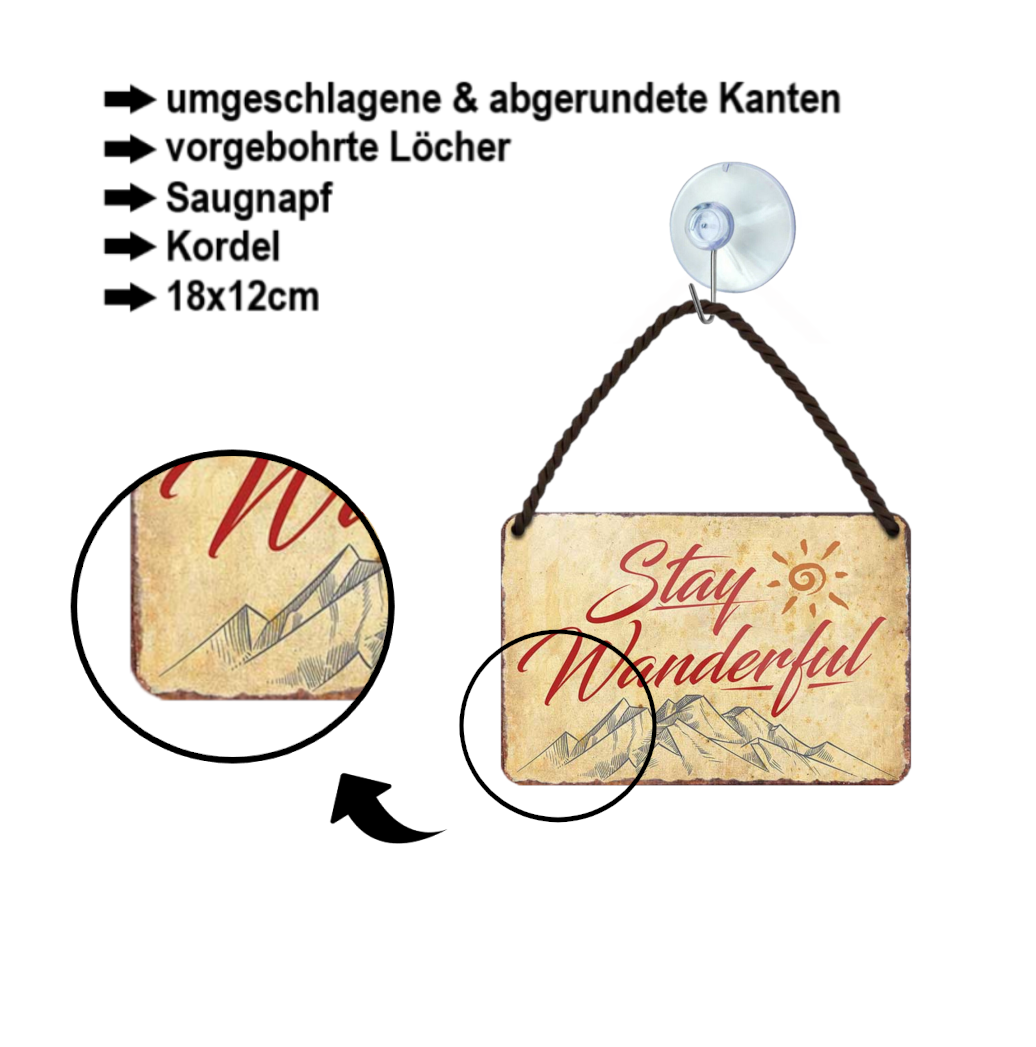 Blechschild ''Stay Wanderful'' 18x12cm