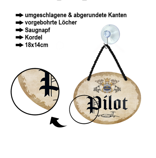 Blechschild ''Pilot'' 18x14cm