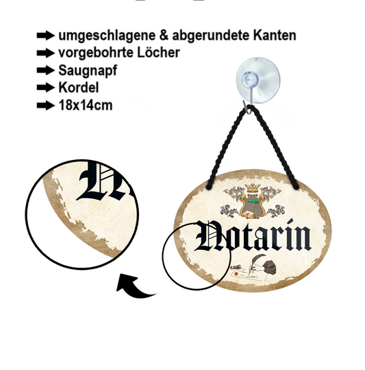 Blechschild ''Notarin'' 18x14cm