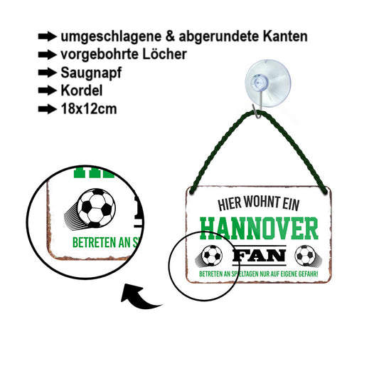 Blechschild ''Hannover Fan'' 18x12cm