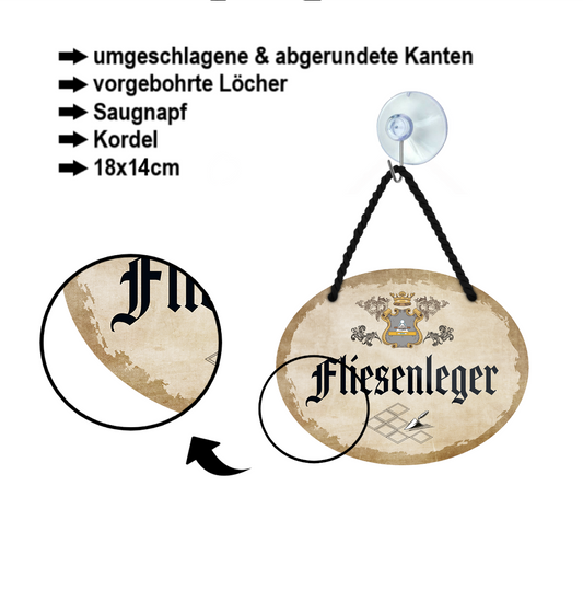 Blechschild ''Fliesenleger'' 18x14cm